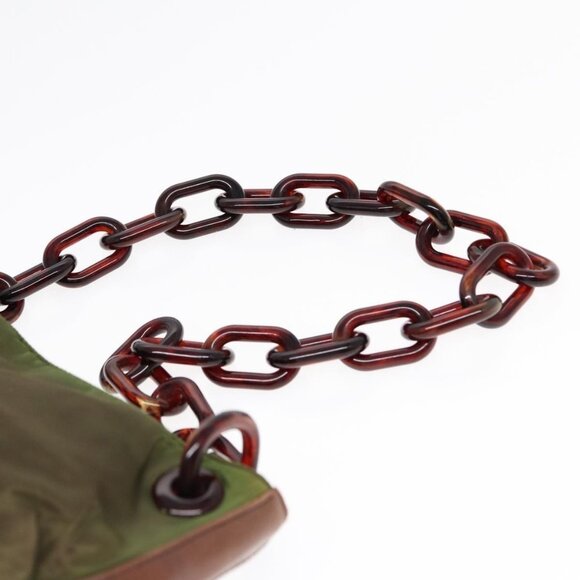 Authentic PRADA Shoulder Bag Nylon Leather Green - Picture 15 of 16